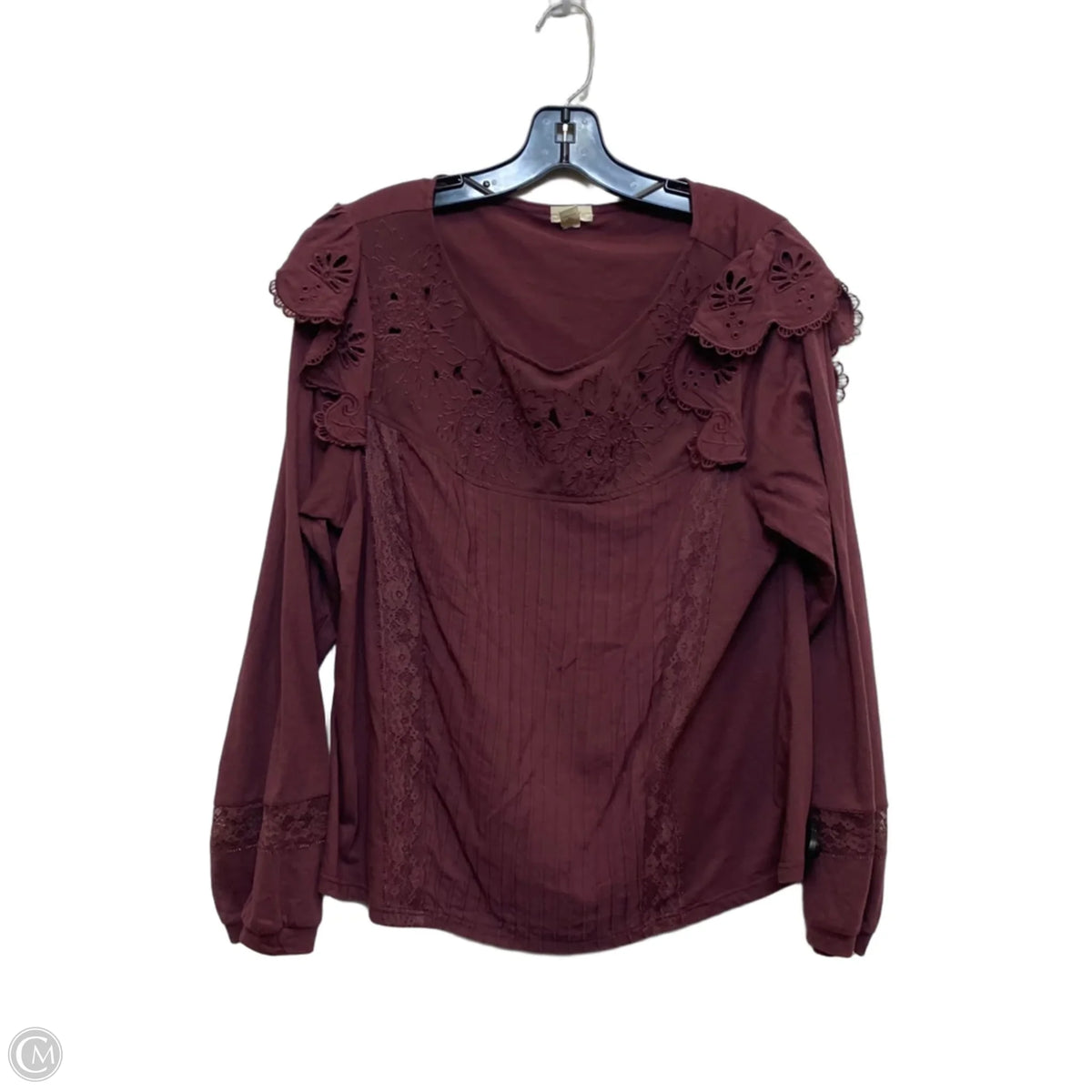 Top Long Sleeve By Tiny In Maroon, Size: L
