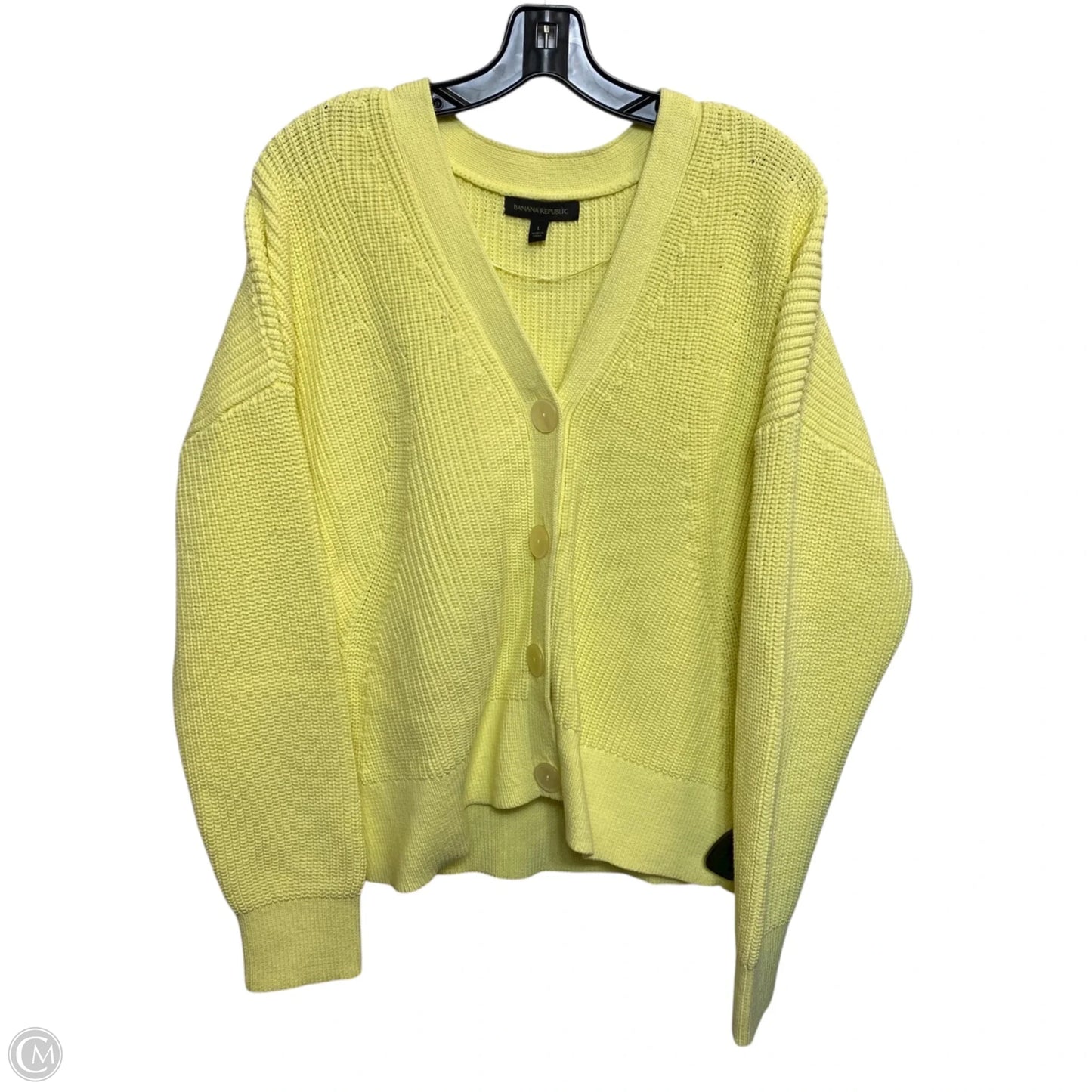 Sweater Cardigan By Banana Republic In Yellow, Size: L