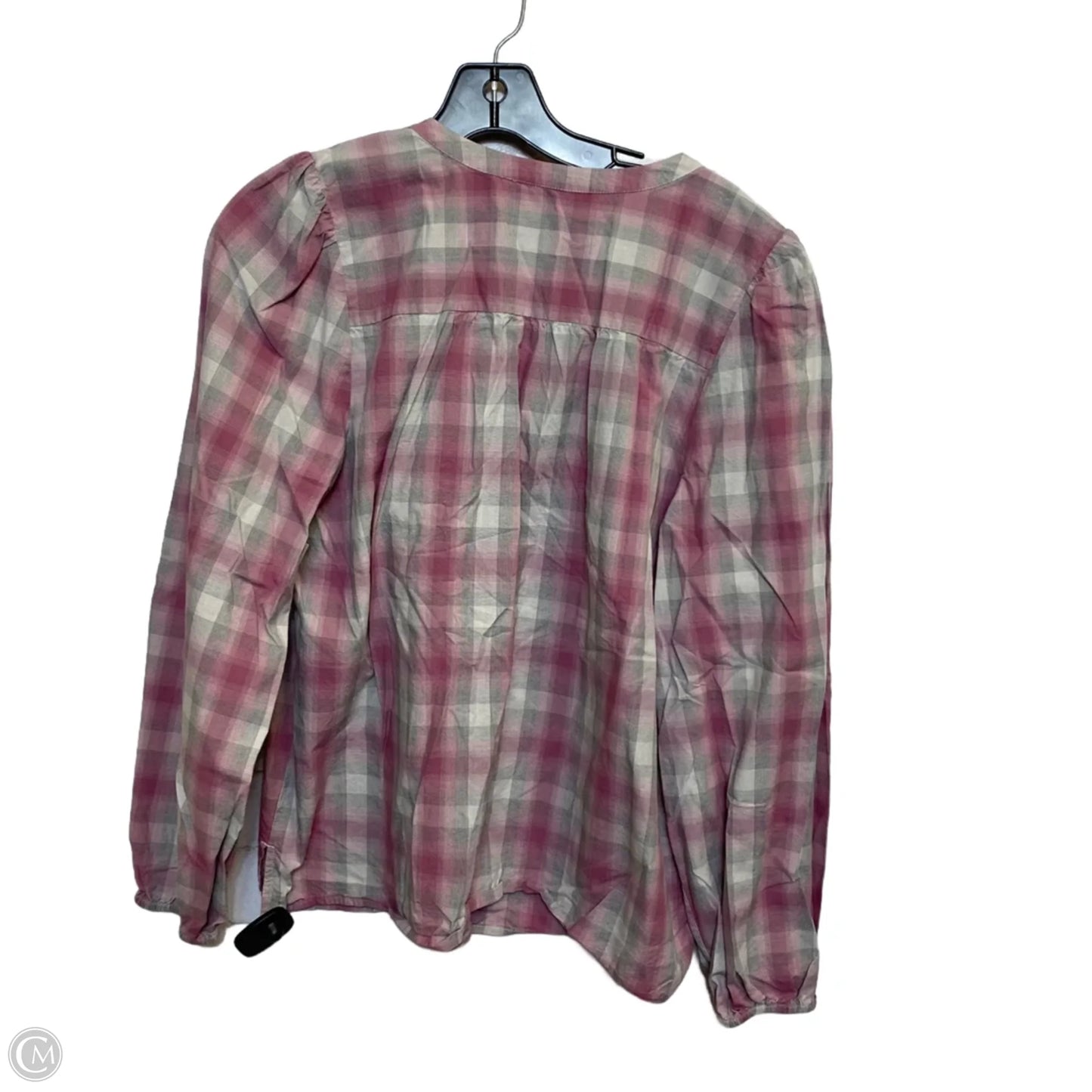 Top Long Sleeve By Loft In Grey & Pink, Size: L