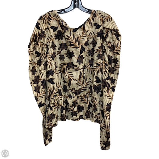 Top Long Sleeve By Eloquii In Brown & Cream, Size: 4x