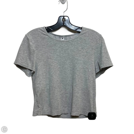 Athletic Top Short Sleeve By Yogalicious In Grey, Size: L