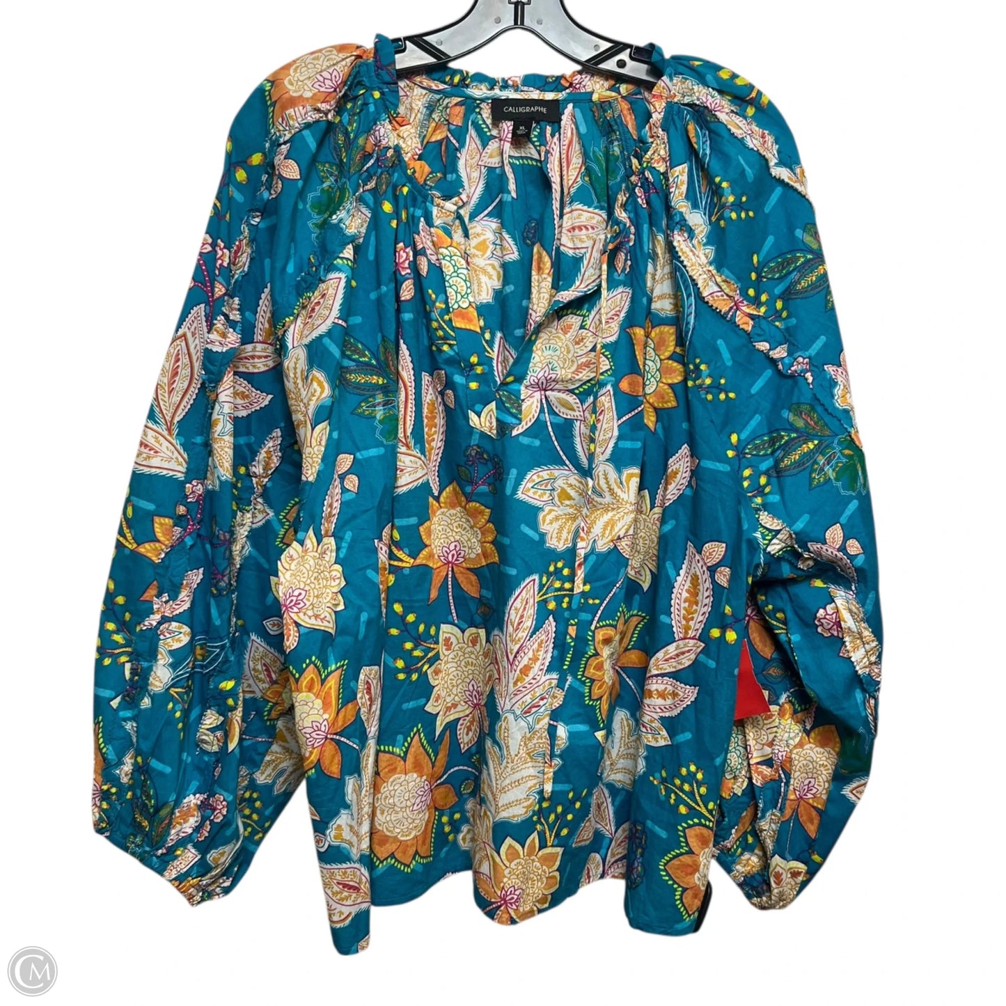 Top Long Sleeve By Calligraphie In Blue, Size: Xl