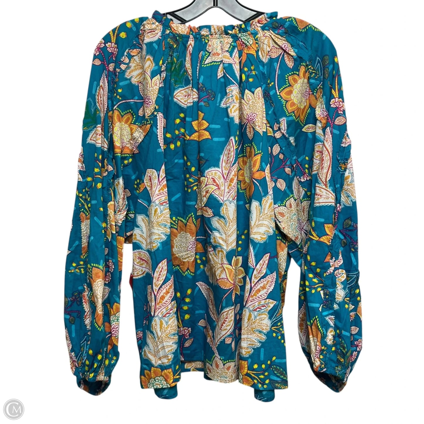 Top Long Sleeve By Calligraphie In Blue, Size: Xl