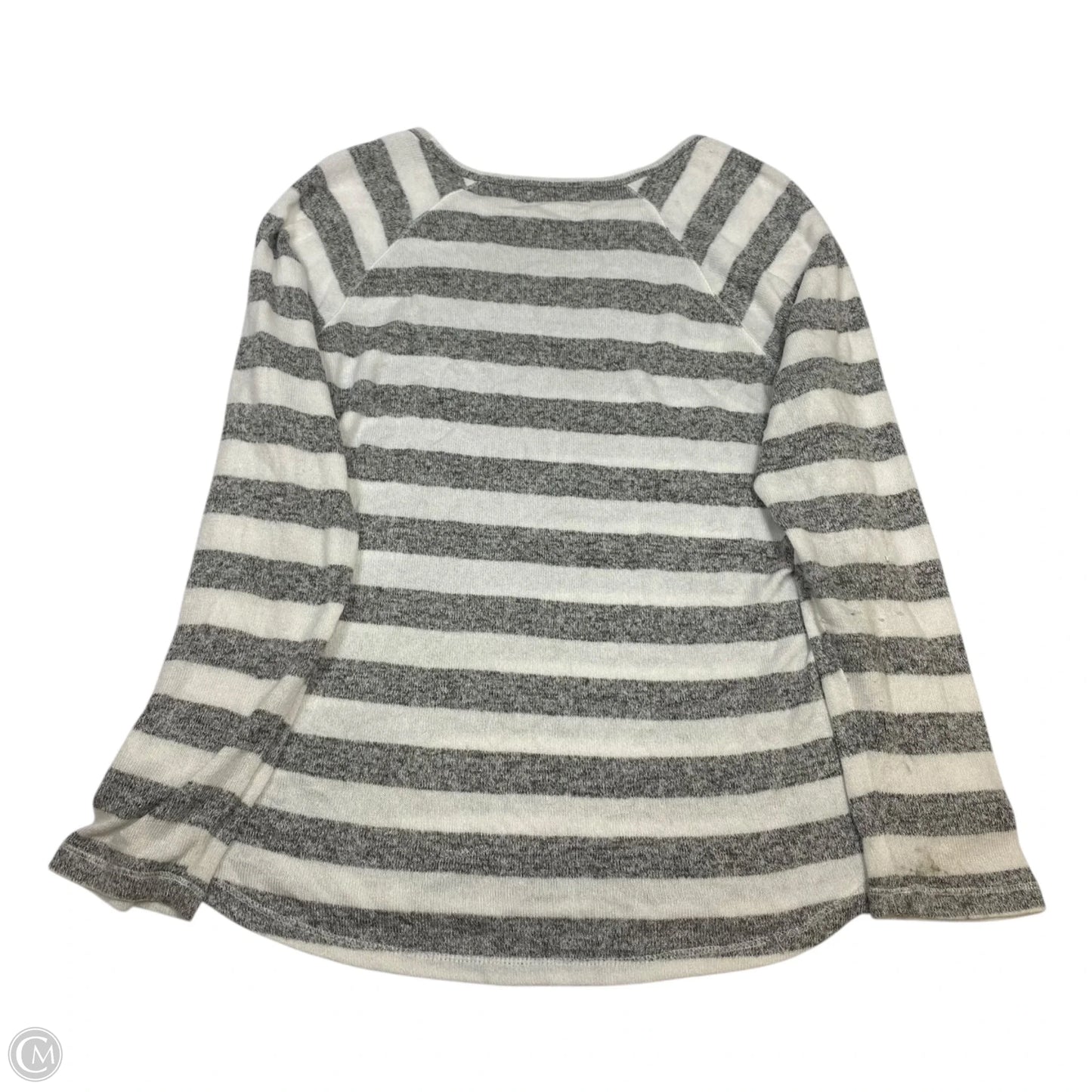 Top Long Sleeve By Liz Claiborne In Grey & White, Size: M