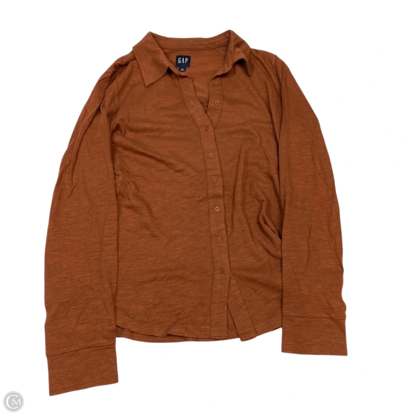 Top Long Sleeve Basic By Gap In Brown, Size: Xs