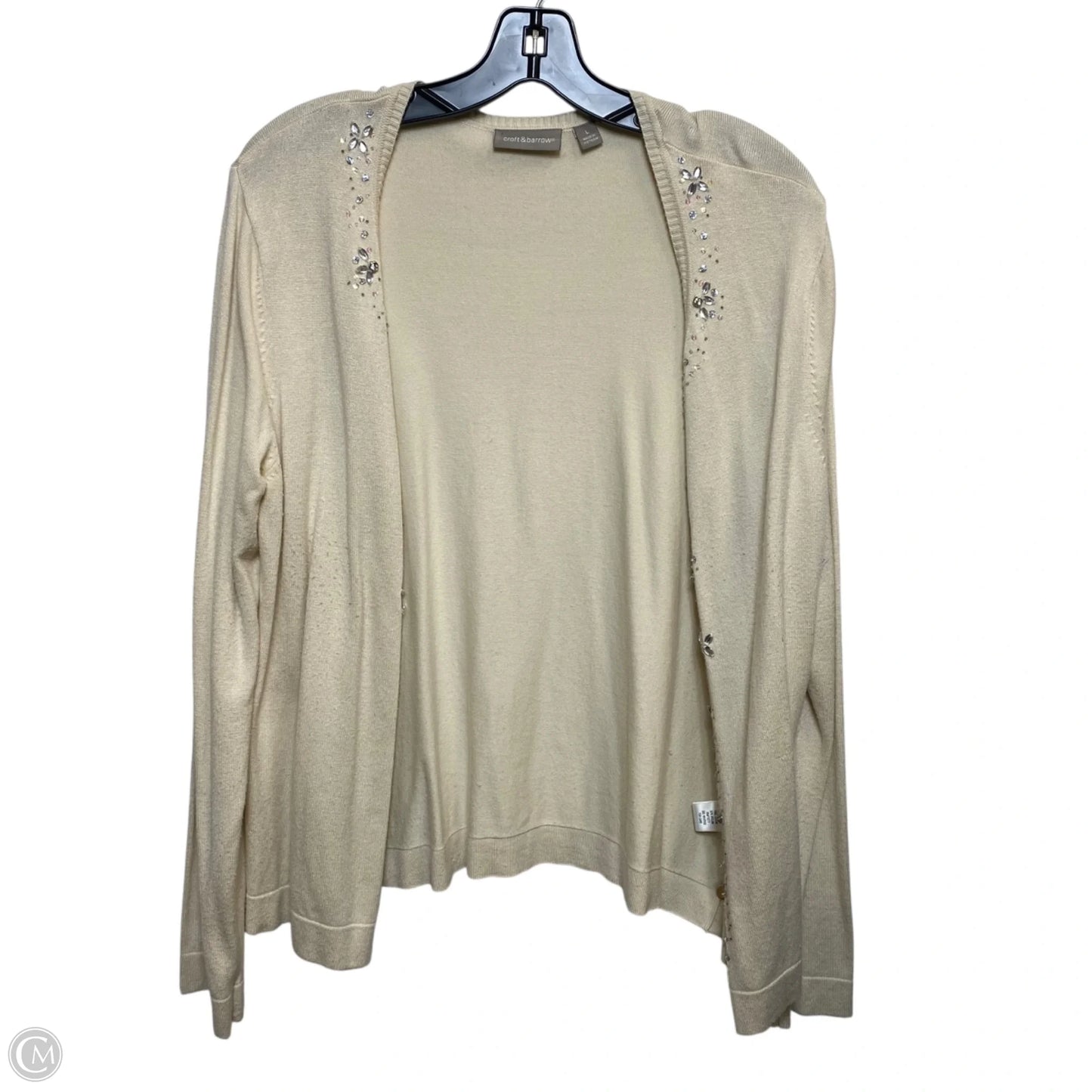 Cardigan By Croft And Barrow In Cream, Size: L