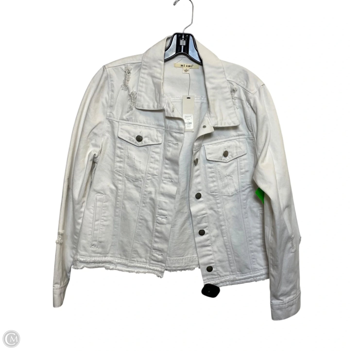 Jacket Denim By Mi Ami In White, Size: L
