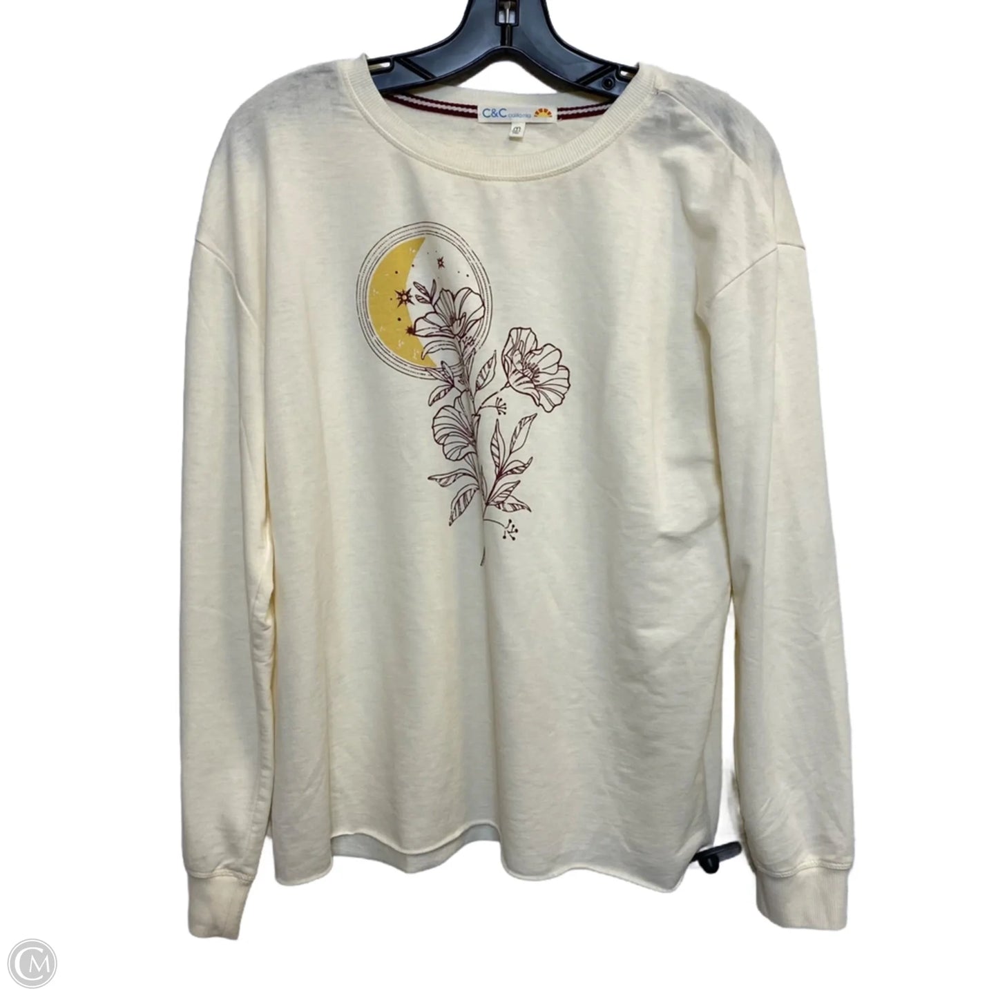 Top Long Sleeve By C And C In Cream, Size: M