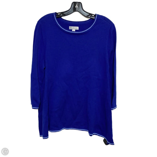Top Long Sleeve By Kim Rogers In Blue, Size: L