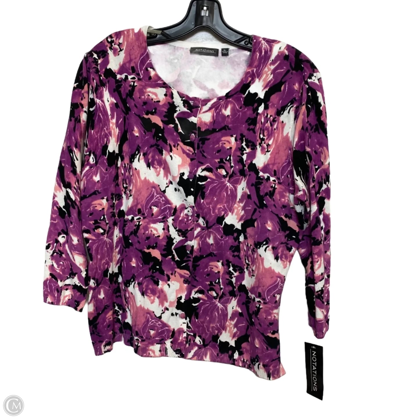 Cardigan By Notations In Purple, Size: Xl