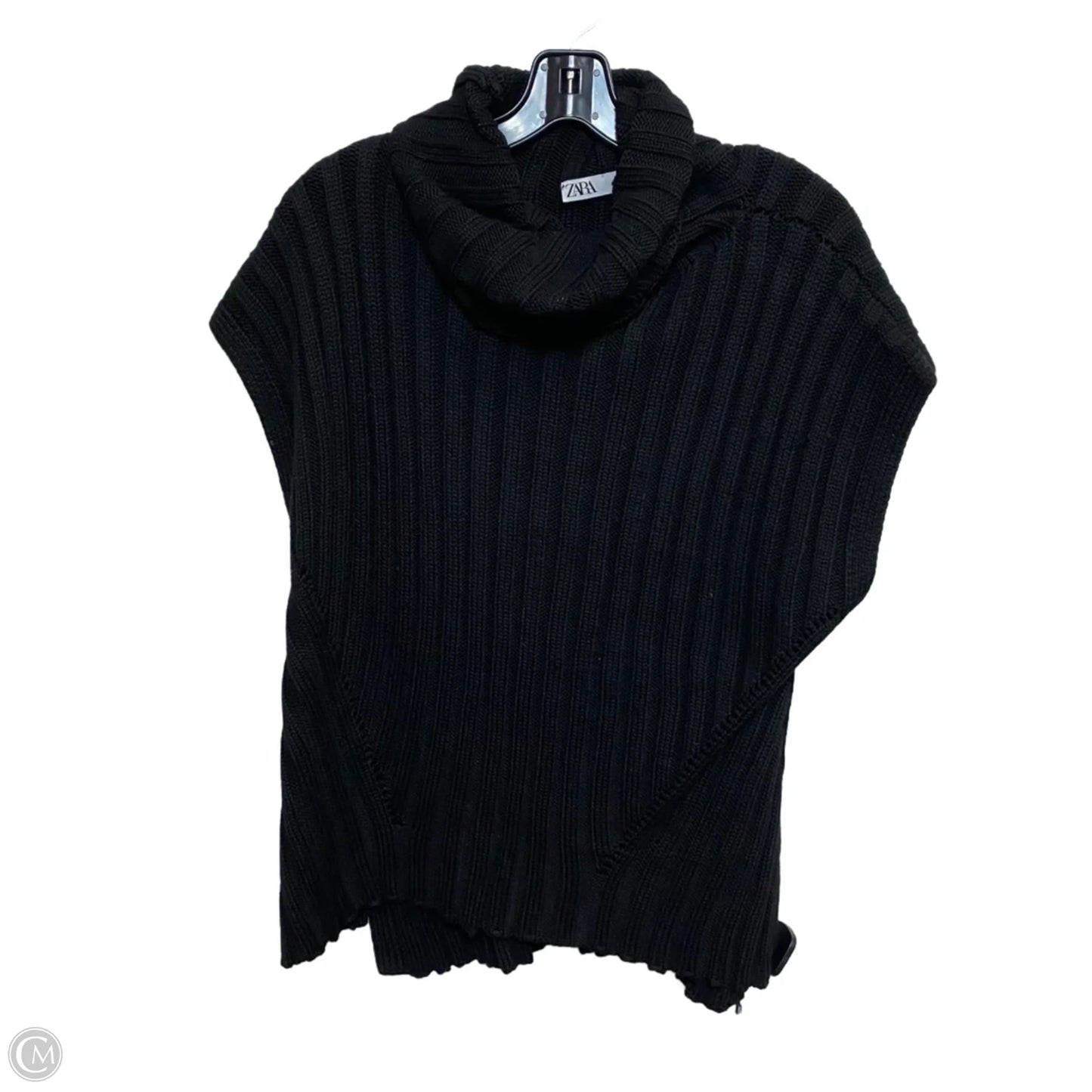 Sweater Short Sleeve By Zara In Black, Size: L