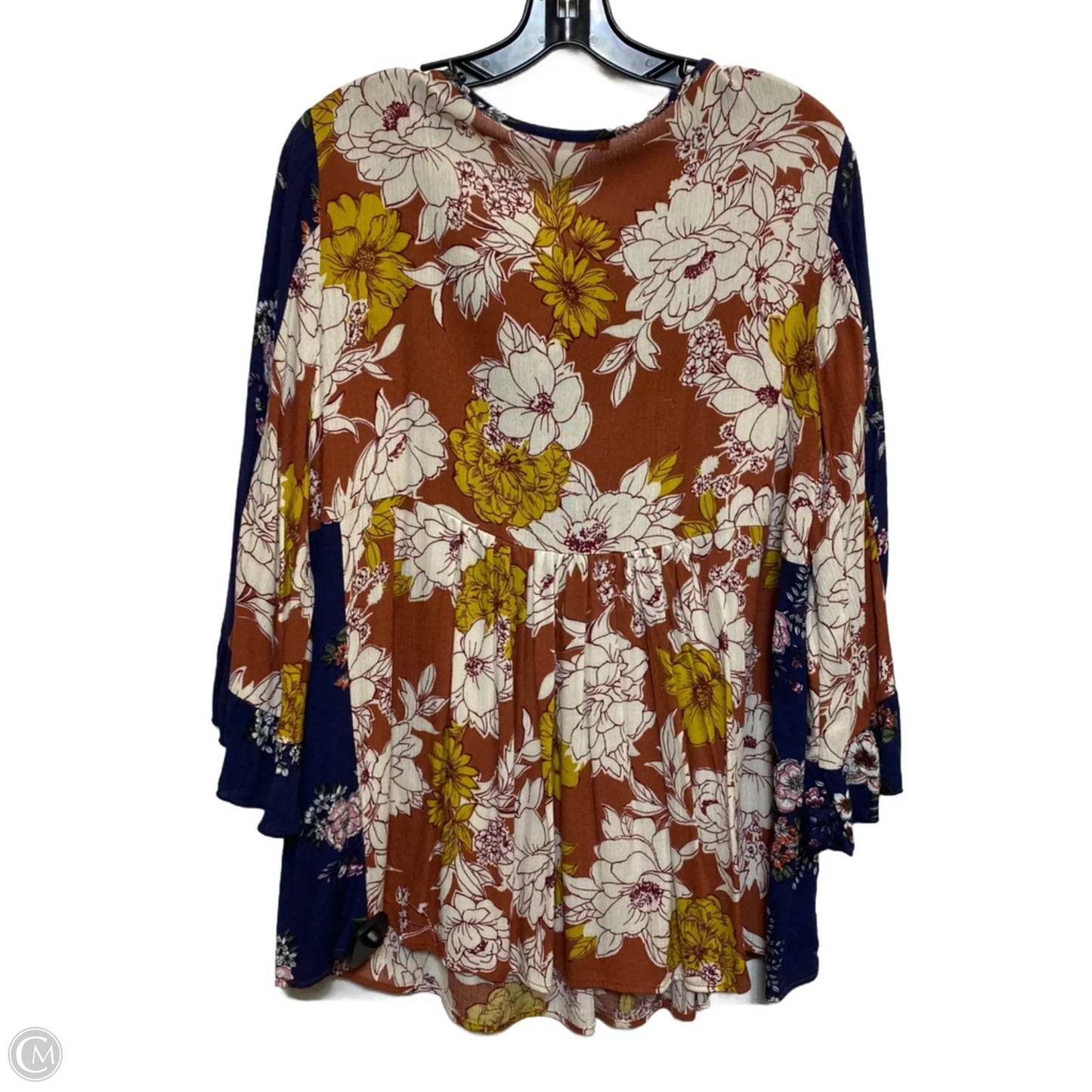 Top Long Sleeve By Ces Femme In Blue & Red, Size: L