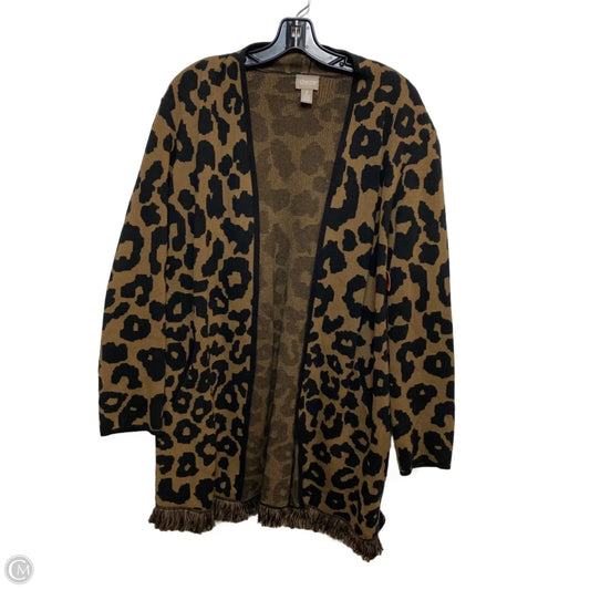 Sweater Cardigan By Chicos In Animal Print, Size: L