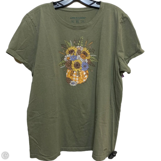 Top Short Sleeve By Life Is Good In Green, Size: Xl