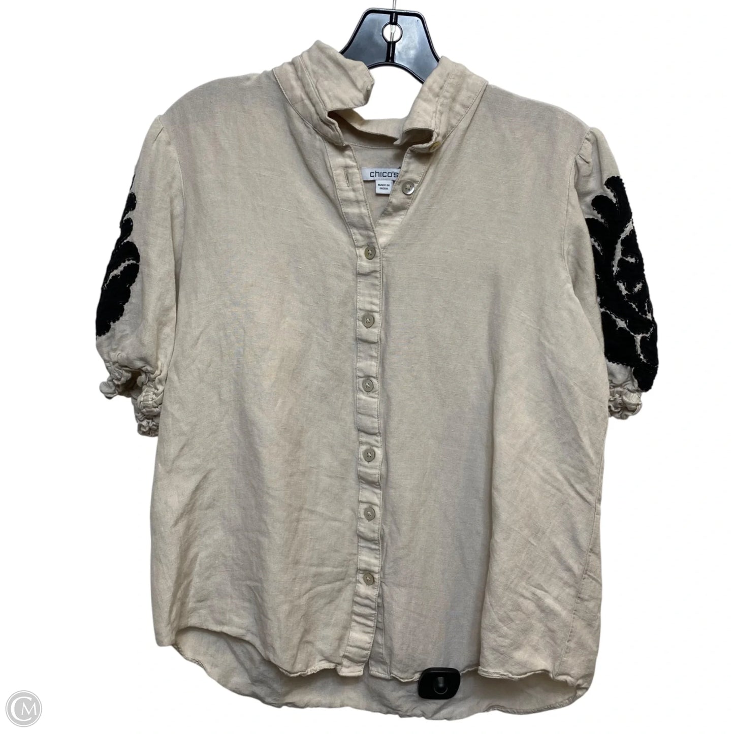 Top Short Sleeve By Chicos In Cream, Size: M