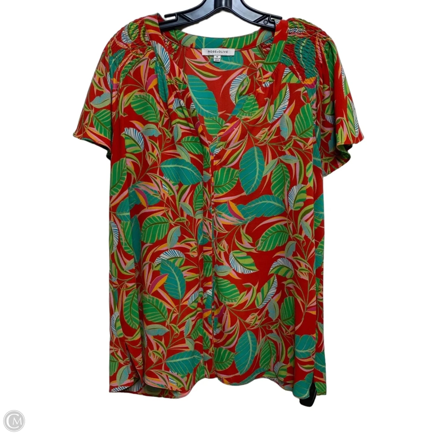 Top Short Sleeve By Rose And Olive In Green, Size: 1x