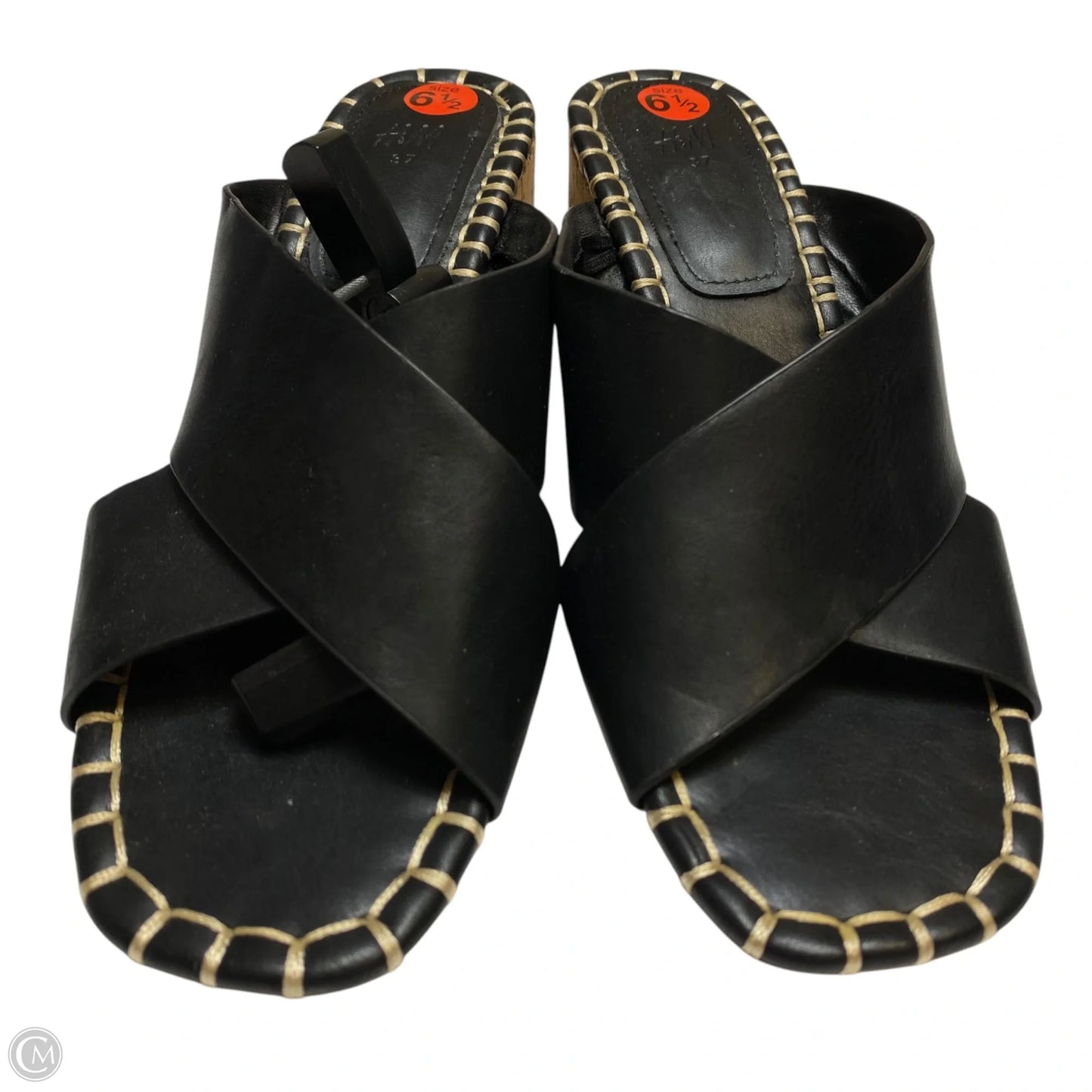 Sandals Heels Block By H&m In Black, Size: 6.5