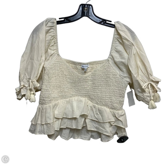 Top Short Sleeve By Jacquire the Label In Cream, Size: L