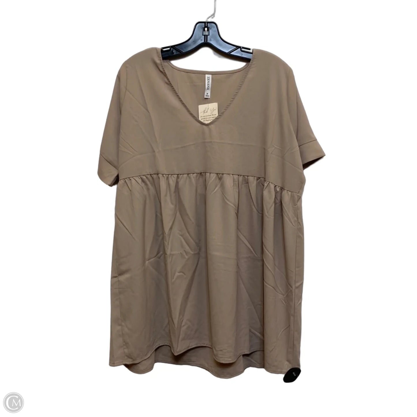 Top Short Sleeve By Zenana In Tan, Size: M