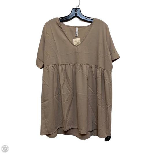 Top Short Sleeve By Zenana In Tan, Size: M