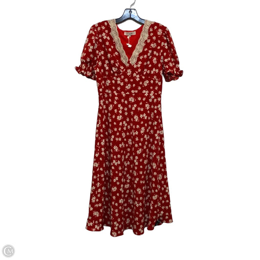 Dress Casual Midi By Simple Retro In Red, Size: L