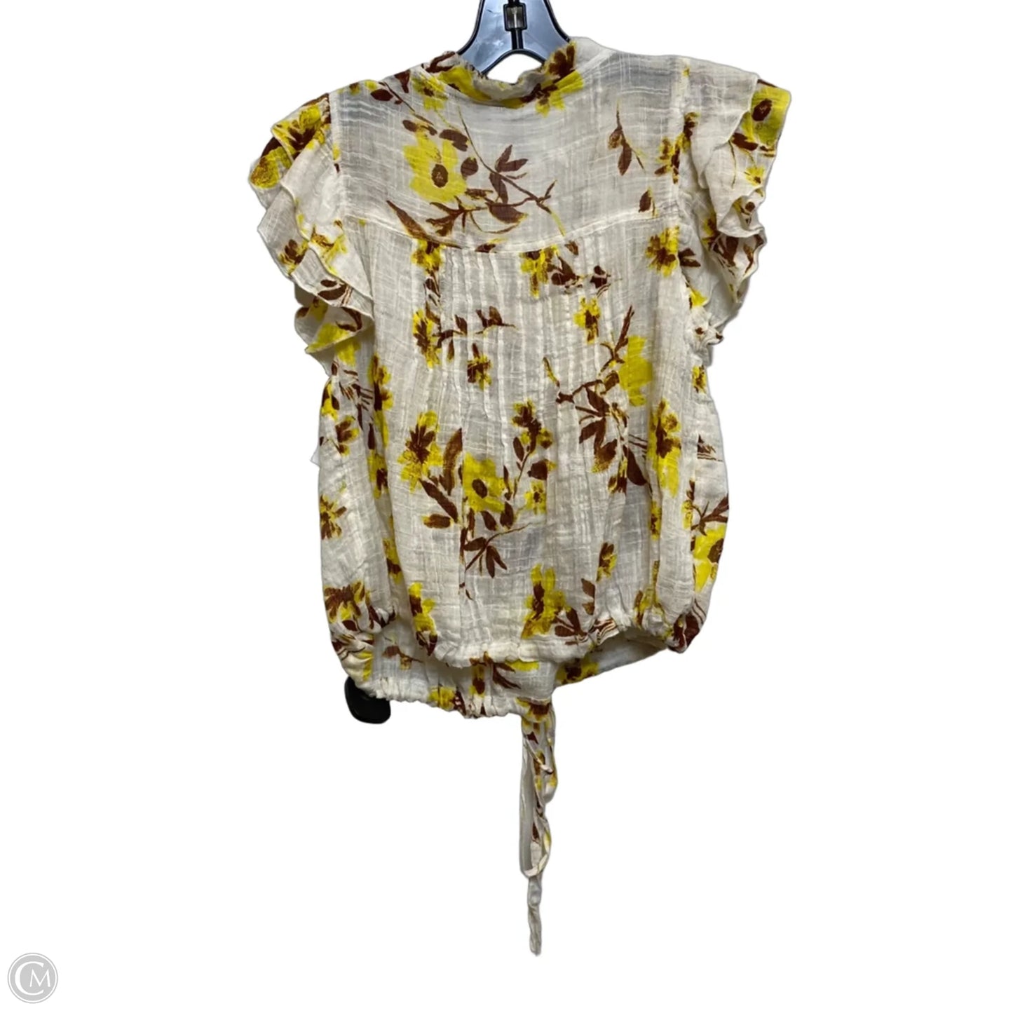 Top Short Sleeve By Free People In White & Yellow, Size: Xs
