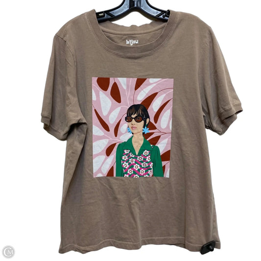 Top Short Sleeve By Bijour Karman In Tan, Size: L