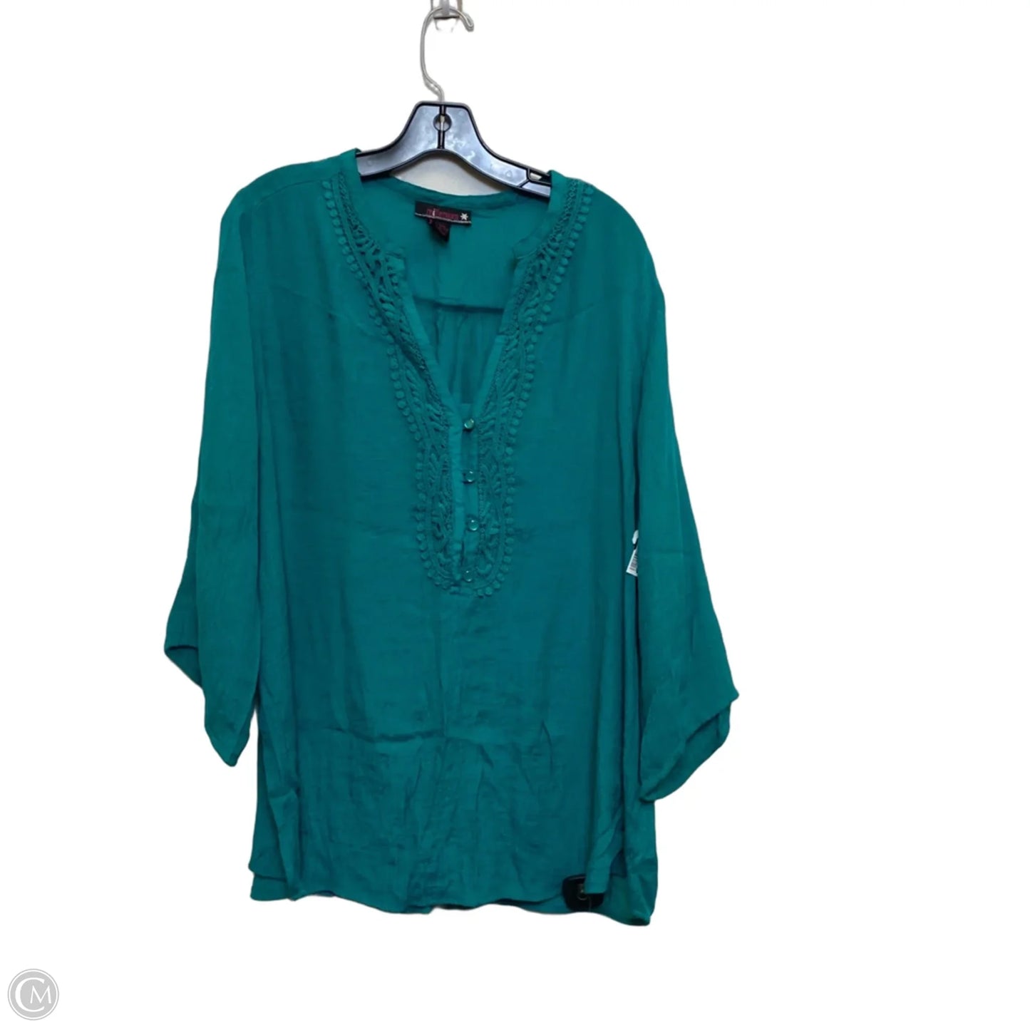 Top Long Sleeve By Millenium In Green, Size: 1x