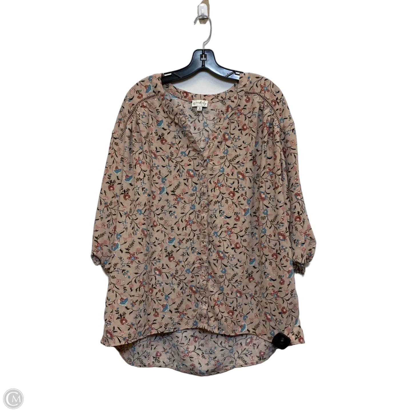 Top Long Sleeve By Wonderly In Pink, Size: 1x