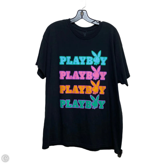 Top Short Sleeve By Playboy In Black, Size: Xl