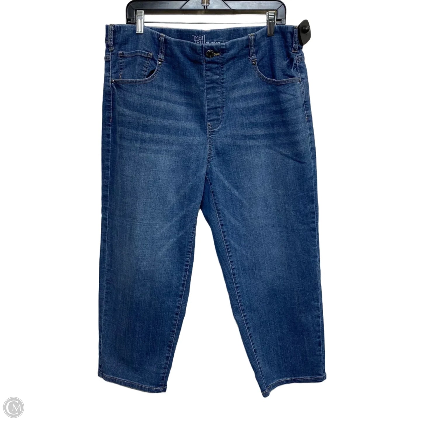 Jeans Cropped By Time And Tru In Blue Denim, Size: Xl