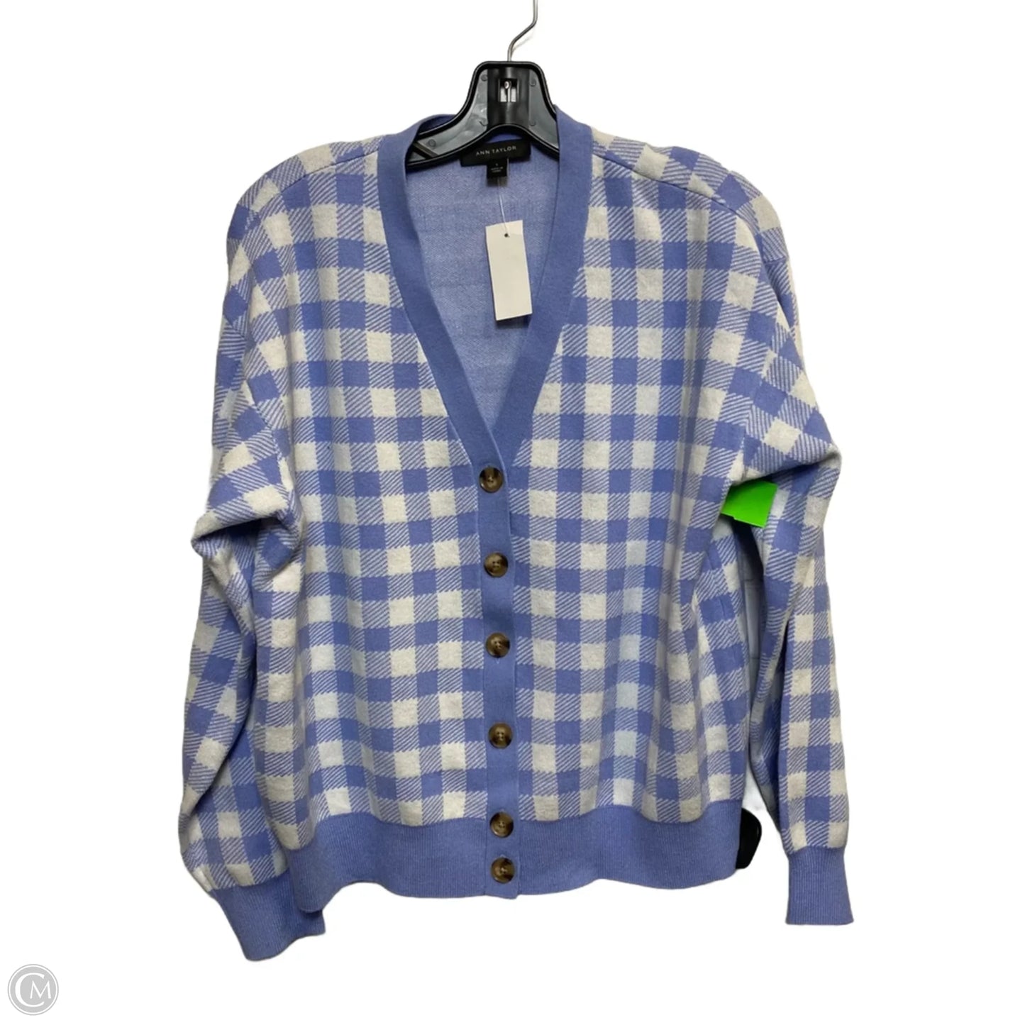 Cardigan By Ann Taylor In Blue & White, Size: L
