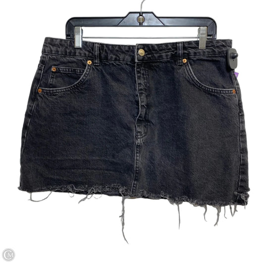 Skirt Mini & Short By Top Shop In Black Denim, Size: L