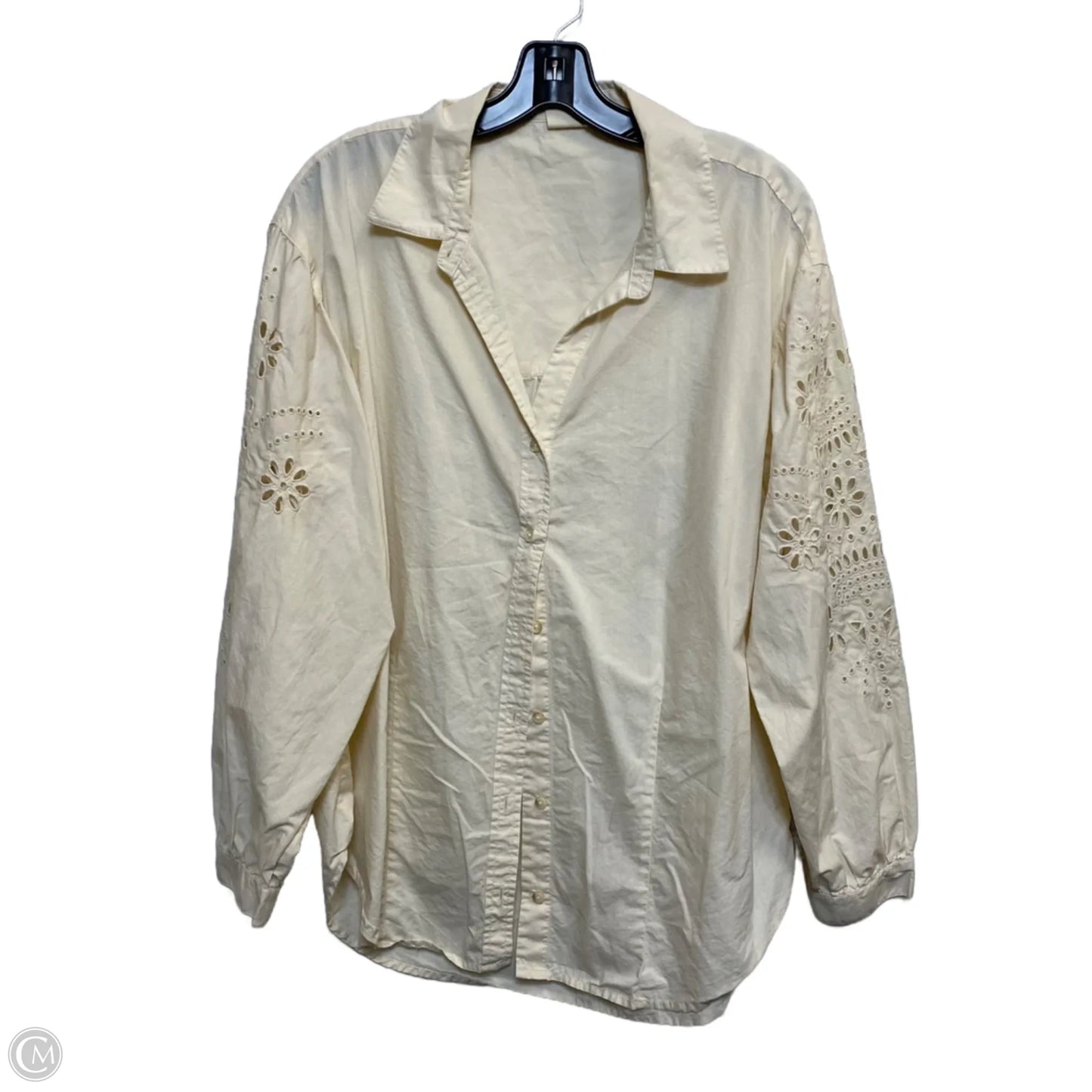 Top Long Sleeve By Good Hart In Cream, Size: L
