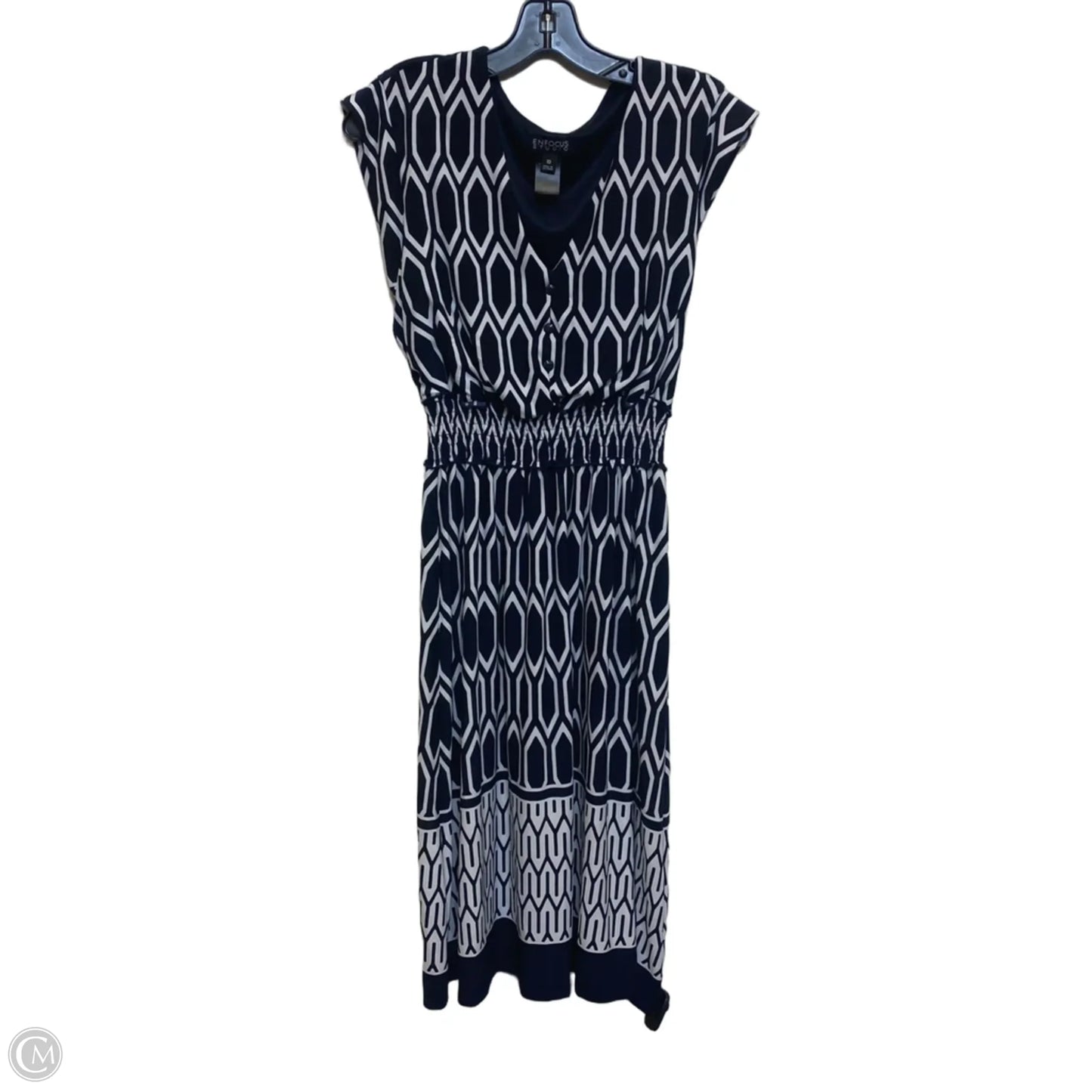 Dress Casual Midi By Enfocus In Blue & White, Size: M