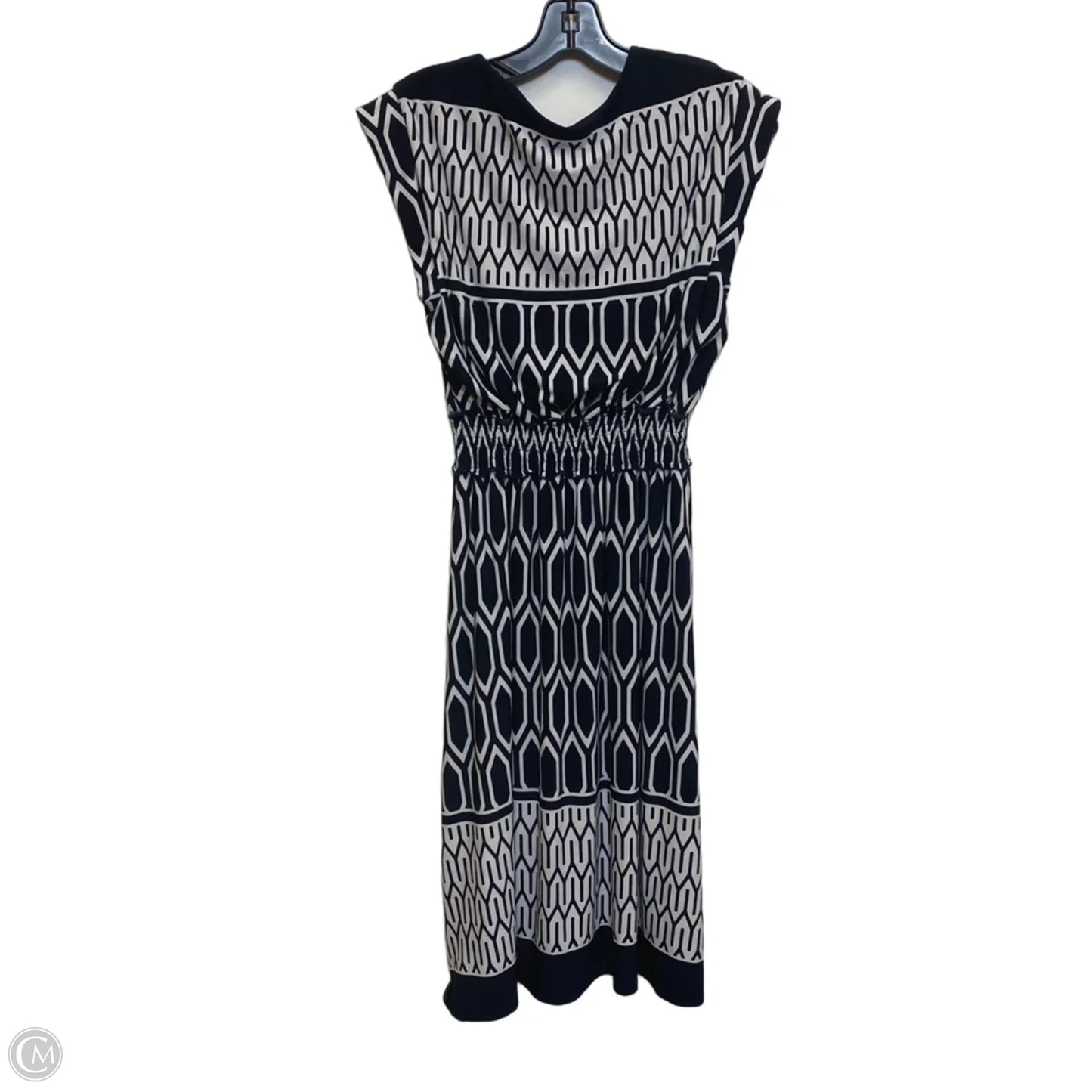 Dress Casual Midi By Enfocus In Blue & White, Size: M