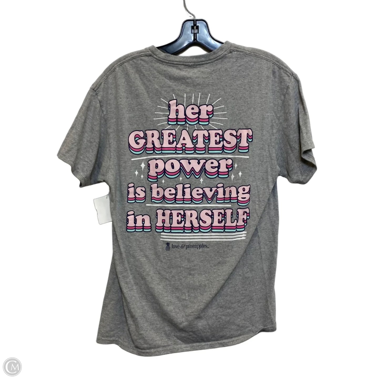 Top Short Sleeve By Simply Southern In Grey, Size: M