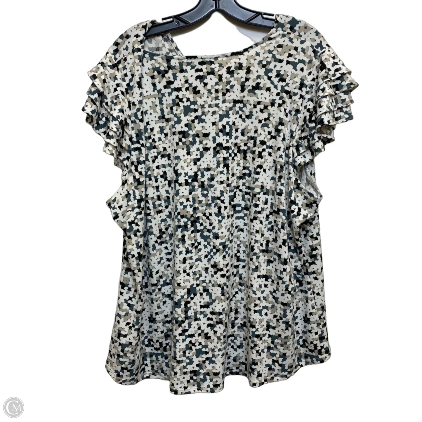 Top Sleeveless By Adrianna Papell In Cream & Green, Size: 3x