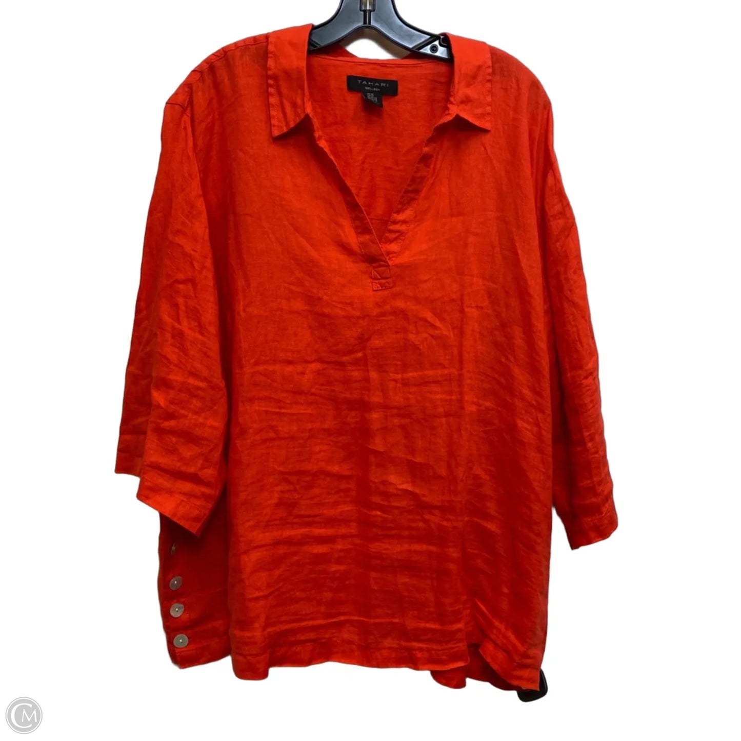 Top Short Sleeve By Tahari In Orange, Size: 3x