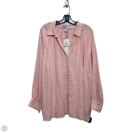 Top Long Sleeve By Laura Ashley In Pink, Size: 3x