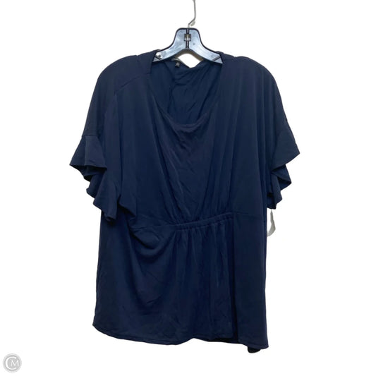 Top Short Sleeve By Andree By Unit In Navy, Size: 1x