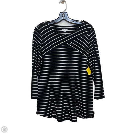 Top Long Sleeve By Kim Rogers In Black & White, Size: M
