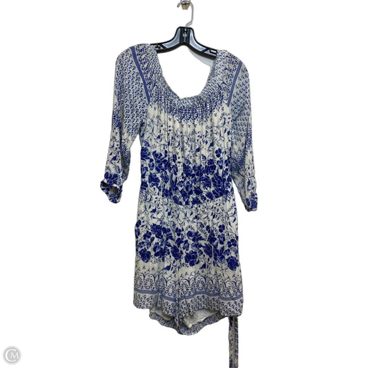 Romper By Anthropologie In Blue & White, Size: M