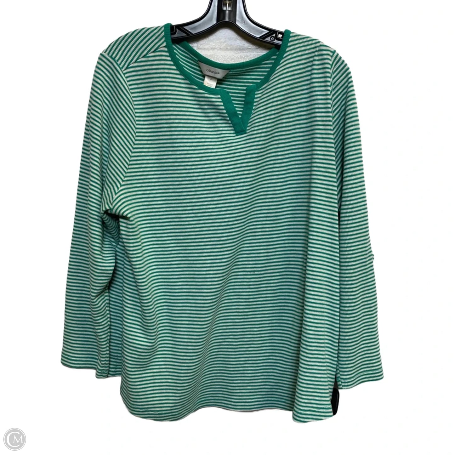 Top Long Sleeve By Cj Banks In Green & White, Size: 2x