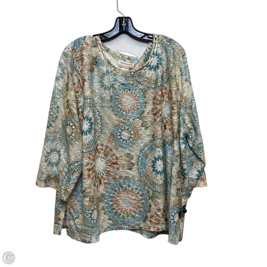 Top 3/4 Sleeve By Alfred Dunner In Green & Orange, Size: 3x