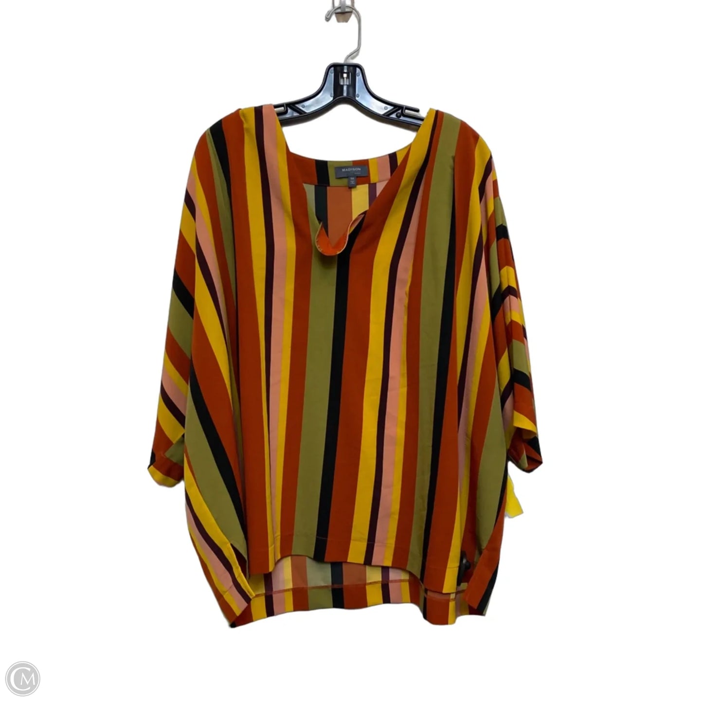 Top Short Sleeve By Madison In Green & Orange, Size: 3x