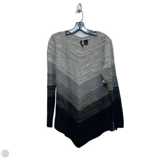Top Long Sleeve By New Directions In Black & Grey, Size: L