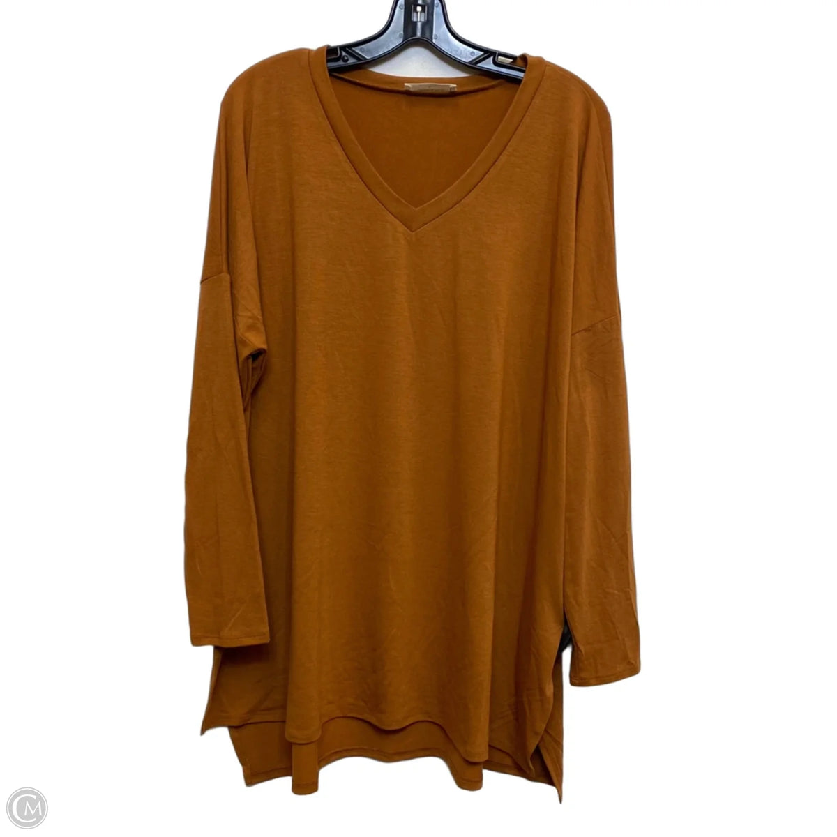 Top Long Sleeve Basic By Zenana In Brown, Size: L