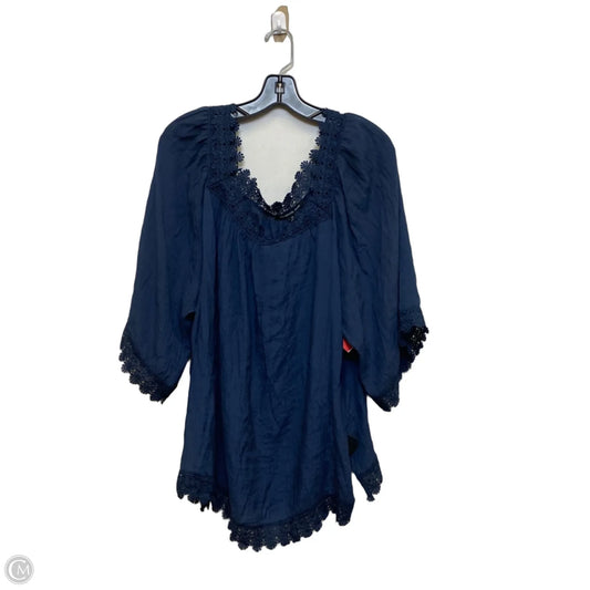 Top Long Sleeve By Zac And Rachel In Navy, Size: 2x