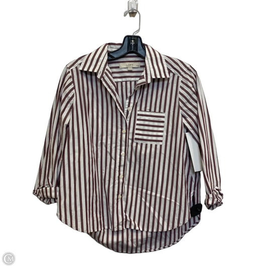 Top Long Sleeve By Loft In Red & White, Size: Xxsp